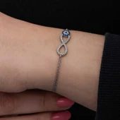 Gümüş Nazarlı Sonsuzluk Kadın Bileklik thumbnail 5