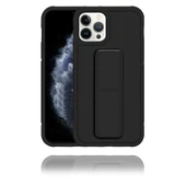 Apple IPhone 13 Pro Uyumlu Mat Siyah Yumuşak Silikon Standlı Tutacaklı (Tutamaçlı) Telefon Kılıfı - 1