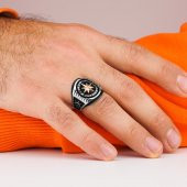 Pusula Tasarımlı Dümen Çapa Motifli 925 Ayar Gümüş Yüzük thumbnail 2