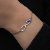 Gümüş Nazarlı Sonsuzluk Kadın Bileklik thumbnail 6