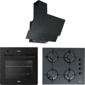 UKINOX SİYAH CAM ANKASTRE SET ( Carlo 60 Siyah Cam Aspratör + Dolce 60  Siyah Cam Ocak + Smart 3000 Siyah Ankastre Fırın) thumbnail 1