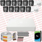 Provzen Hikvision 11 Kamera Hibrit ColorVu Full HD Güvenlik Kamera Olay Anında bildirim thumbnail 1