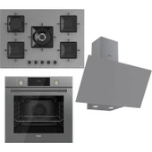 Ferre Flowart Ss Serisi Gri Set (SS038 + QMS63CPR +D079 ) -75'lik Seri Kare Emaye Izgara thumbnail 1