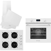 Femaş Beyaz Inci 3'lü Ankastre Set ( 5001 Multifonksiyon Beyaz Fırın + 3140 Ce Beyaz Cam Ocak+ Fd 102 Yatay Beyaz Cam Davlumbaz) thumbnail 1