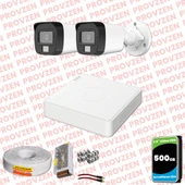 Provzen Hikvision 2 Kamera Hibrit ColorVu Full HD Güvenlik Kamera Olay Anında bildirim - 1
