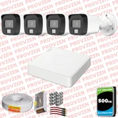 Provzen Hikvision 4 Kamera Hibrit ColorVu Full HD Güvenlik Kamera Olay Anında bildirim - 1