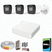 Provzen Hikvision 3 Kameralı Full HD Geniş Açı Güvenlik Kamerası 500GB Olay Anında bildirim thumbnail 1