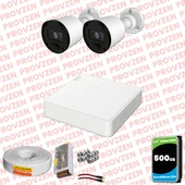 Provzen RV Hikvision 2 Kameralı Full HD 20mt Gece Görüşlü Güvenlik Kamerası Olay Anında bildirim - 1