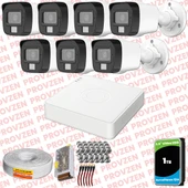 Provzen Hikvision 7 Kamera Hibrit ColorVu Full HD Güvenlik Kamera Olay Anında bildirim thumbnail 1