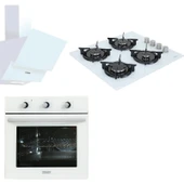 Ukinox Beyaz ÜÇLÜ Cam Ankastre Set Yogamodern Fırın  FELİX60 Ocak  HAWK60 Davlumbaz thumbnail 1