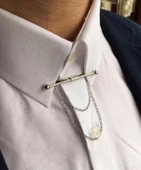 Her gömlek yakasına uygun silver klipsli yaka iğnesi - 1