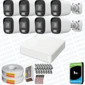 Provzen UNV Full HD 8 Kamera Renkli Gece Görüş Mikrofonlu Olay Anında bildirim thumbnail 1