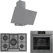 Ferre Flowart Gri Cam Ankastre Set D079 - ED038 75CM Woklu - QMS63CPR Turbolu thumbnail 1