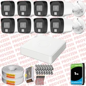 Provzen Hikvision 8 Kamera Hibrit ColorVu Full HD Güvenlik Kamera Olay Anında bildirim - 1