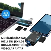 Çok Fonksiyonlu 6 in 1 OTG Kart Okuyucu Telefon Tablet PC Uyumlu - 4