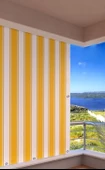 Gencer Home Balkon Perdesi Kuş Gözü Ölçü Seçenekli Sarı Beyaz - 1