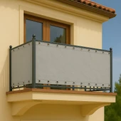 GENCER Home Balkon Perdesi Kuş Gözü Ölçü Seçenekli Düz Koyu Gri - 1