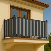 GENCER Home Balkon Perdesi Kuş Gözü Ölçü Seçenekli Koyu Gri-Gri - 1