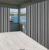 Gencer Home Balkon Perdesi Bağcıklı Ölçü Seçenekli Gri Beyaz - 2