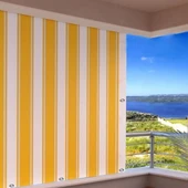 Gencer Home Balkon Perdesi Kuş Gözü Ölçü Seçenekli Sarı Beyaz - 3
