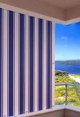 Gencer Home Balkon Perdesi Kuş Gözü Ölçü Seçenekli Mavi Beyaz Çizgili - 3