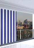 GENCER Home Balkon Perdesi Bağcıklı Ölçü Seçenekli Mavi Beyaz - 1