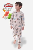 Animal Desenli İnterlok %100 Pamuk Çocuk Pijama Takımı (4'lü Oyun Hamuru HEDİYE) - 2