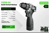VOLTZ - 50 Nm - 16.8 Volt 2 Amper Akülü Darbeli Matkap Vidalama Seti 830 Gram (VZDR-16I) - 2