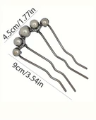 1 Adet-Kadınlar İçin Elegant Saç Takı – İncili Fransız Twist Saç Çatalı, Vintage Bun Maker thumbnail 3