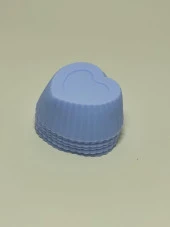 6'lı Kalp Desenli Slikon Kek Kapsülü Yapışmaz Mini Tart Kek Kapsülü Muffin Ekler Kalıbı Mavi - 2