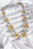 316L Çelik Gümüş Gold Renk Top Model Kadın Kolye - TJ-BKO8206 - 2