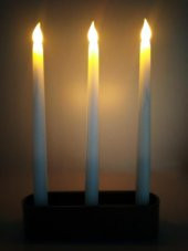 CajuArt 3 Adet Şamdan Led Mum ve Siyah Renk Mumluk Set Takım - 1