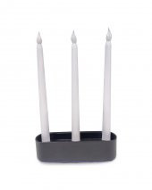 CajuArt 3 Adet Şamdan Led Mum ve Siyah Renk Mumluk Set Takım - 4