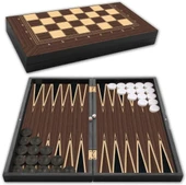 Platin Üçlü Oyun Seti (Tavla-Dama-Satranç) Büyük Boy - 2