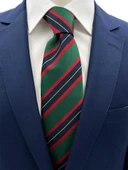 Brianze Yeşil Lacivert Kırmızı Çizgili Kravat thumbnail 1