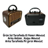 RT676 Retro Radyo Bluetooth Hoparlör USB/SD Kart Girişli, 3 Bant Radyo Alıcılı, Taşınabilir Şarjlı Nostaljik Radyo thumbnail 2