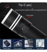 GK9565 100w Ultra Güçlü 2200m Menzil Usb Giriş-Powerbank Lazer Silindir Şarjlı El Feneri 6000 mAh thumbnail 2