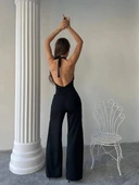 Aksesuarlı Sırt Dekolteli Kadın Tulum - 4