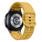 Samsung Galaxy Watch 7 40mm-44mm İle Uyumlu Metal Tokalı Dalgalı Spor Silikon Kordon  Sarı - 2