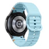 Samsung Galaxy Watch 7 40mm-44mm İle Uyumlu Metal Tokalı Dalgalı Spor Silikon Kordon  Mavi - 2