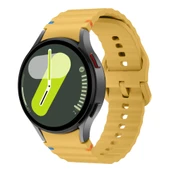 Samsung Galaxy Watch 7 40mm-44mm İle Uyumlu Metal Tokalı Dalgalı Spor Silikon Kordon  Sarı - 1