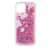 KNY Apple İphone 13 Pro Max Kılıf Sıvılı Desenli Simli Marsmelow Silikon Pembe - 1