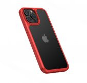 KNY Apple İphone 13 Pro Max Kılıf Renkli Kenarlı Arkası Şeffaf Roll Kapak Kırmızı - 1