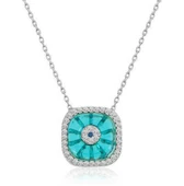 Gümüş Rodyum Kare Camgöz Nazar Bayan Kolye thumbnail 1