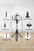 Led Işıklı Selfie Çubuğu Bluetooth Kumandalı Kablosuz Tripot Selfie Monopod Selfie Stick thumbnail 7