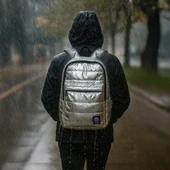 Biggdesign Moods Up Calm Kapitone Sırt Çantası Su Geçirmez Hafif Okul ve Laptop Çantası Gümüş Renk thumbnail 7