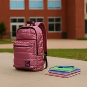 Biggdesign Moods Up Loved Kapitone Sırt Çantası Su Geçirmez Hafif Okul ve Laptop Çantası Pembe thumbnail 8