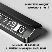 Coofbe Deri Kapaklı Gizlenebilir Alüminyum Araç Park Telefon Numaratörü Geçici Park Numaratör Plakalık - 3