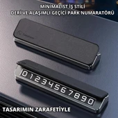 Coofbe Deri Kapaklı Gizlenebilir Alüminyum Araç Park Telefon Numaratörü Geçici Park Numaratör Plakalık - 4