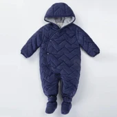 Kapitone İçi Kürklü Peluş Çıtçıtlı Kışlık Kapüşonlu Çocuk Erkek Bebek Astronot Tulum Kozmonot Mont - 2